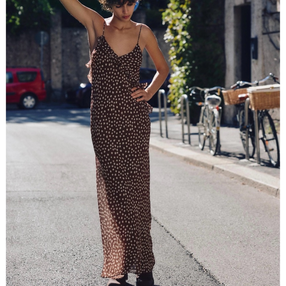 Zara Ruffled Polka Dot Dress